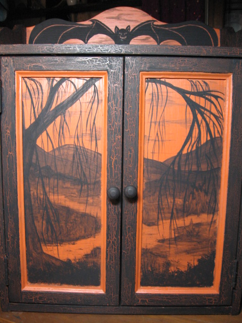 Spooky Landscape Painted Cupboard
